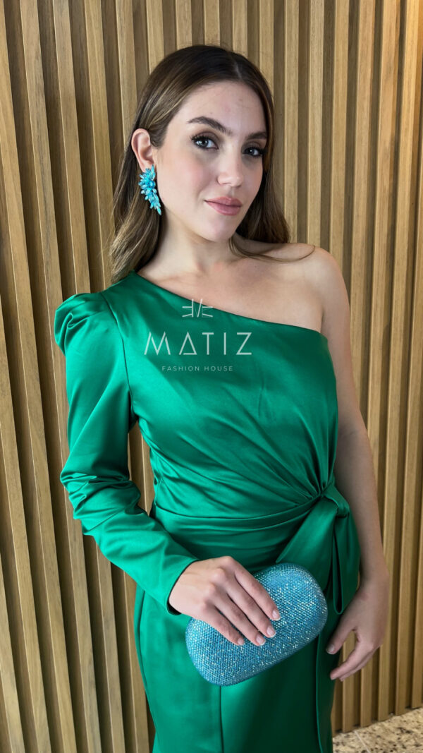 M196- VT VERDE UM OMBRO SÓ LAÇO CINTURA - Image 3